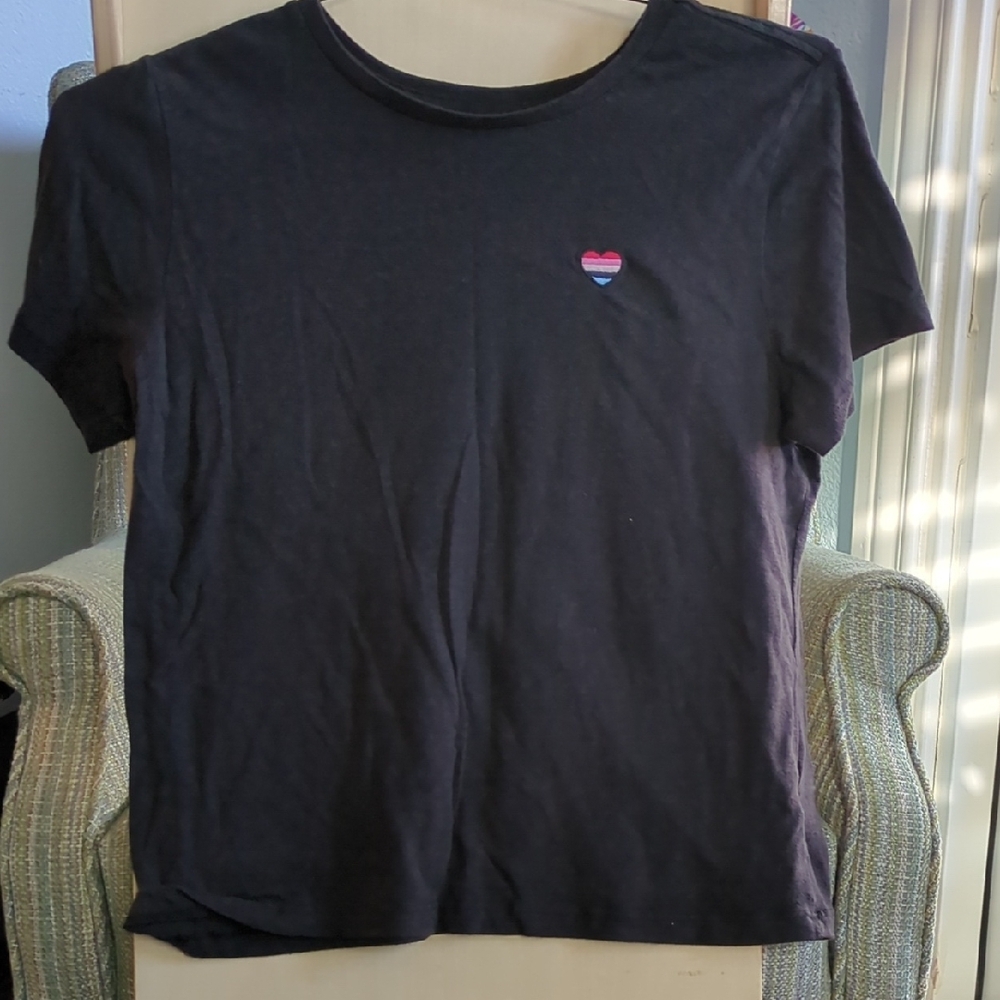 Spiritual Gangster Grateful T-shirt With Heart Embroidery- Size Small, Black